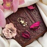 Vriksham Trio Shape  Gold-Toned Kundan Jadau With White Septum Ring-Pearls-J3893